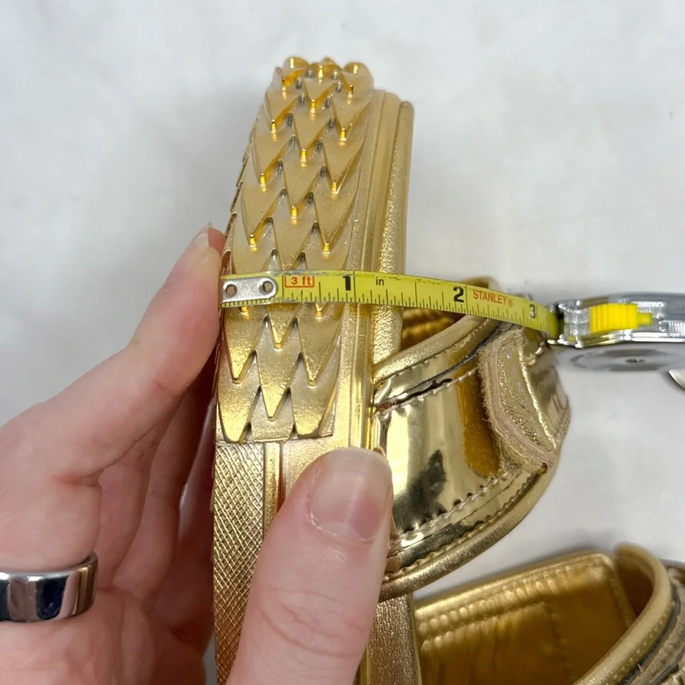 NEW Giuseppe Zanotti Blabber Gummy Chrome Gold Leather Platform Dad Sandals 36